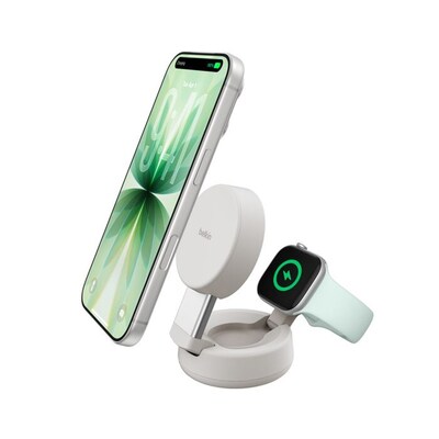 Belkin UltraCharge Pro MagSafe Wireless Charging Station, 25W, 5 ft., Sand (WIZ043TTSD)