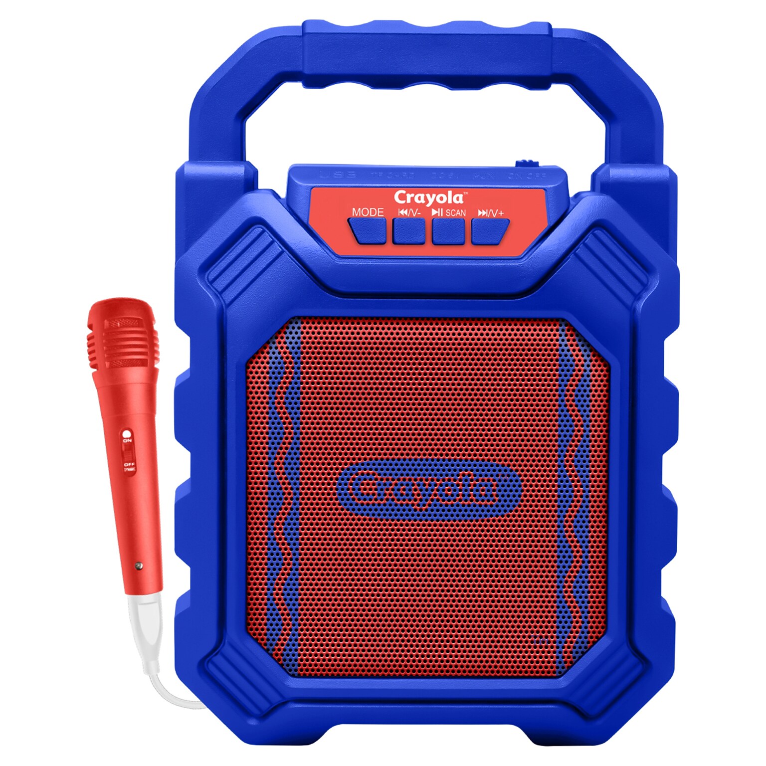 Crayola Portable Bluetooth Karaoke Speaker with FM Radio and Microphone, Blue & Red (CBX210M)