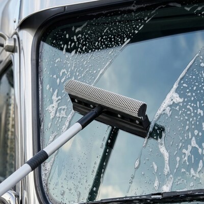 Gritt Commercial Telescoping 8' Window Squeegee & Washer, Black/Silver (GRI185-8-39-EA)