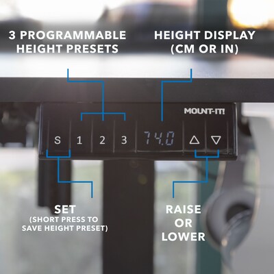 Mount-It! 63"W Electric L-Shaped Corner Adjustable Standing Desk, Black (MI-15001)