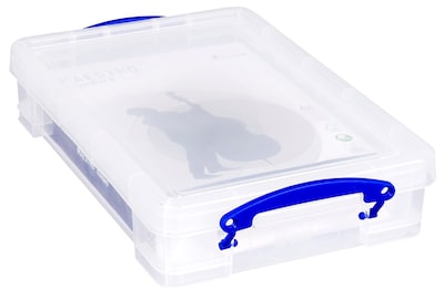 Really Useful Box 4.23 Quart Storage Box with Latching Lid, Plastic, Clear (4L CL)