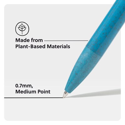 U Brands Retractable Ballpoint Pen, Medium Point, 0.7mm, Black Ink, 8/Pack (7168U01-24)