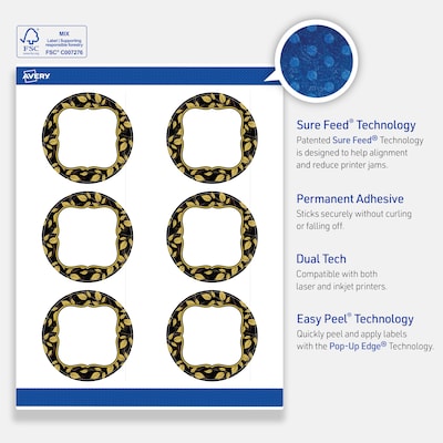 Avery Round Laser/Inkjet Multipurpose Labels, 3", White, 60/Pack (19479370931)