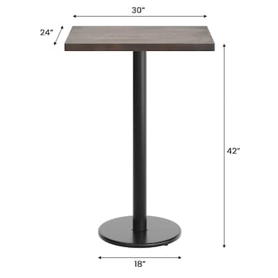 Flash Furniture Bennett Wooden Commercial Indoor Table, 30" x 24", Dark Brown Top/Black Base (GSF2430DBTR18B)