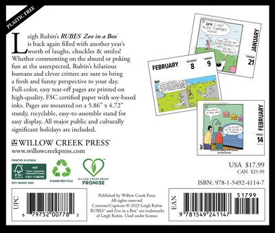2025 Willow Creek Zoo In A Box 6 x 5.5 Day-to-Day Calendar (41147)