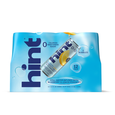 Hint Blueberry Lemon Flavored Purified Water, 12 fl. oz., 12 Cans/Pack (HINTBLULEMCAN12)