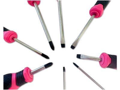 Apollo Tools Essential Screwdriver Set, 8-Piece, Pink/Black (DT5018P)