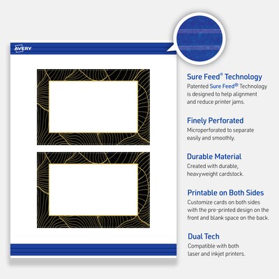 Avery Colorful Design Matte Blank Card, White, 120/Pack (S00-EV2)