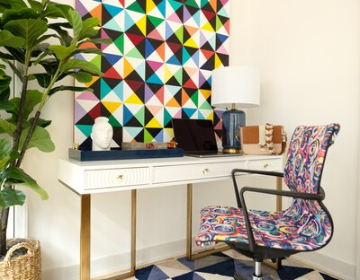 The Raynor Group Elizabeth Sutton Wynwood Fabric Swivel Task Chair, Multi Rose Black Silver (K-ESWY-BLK-ROSE-SIL)
