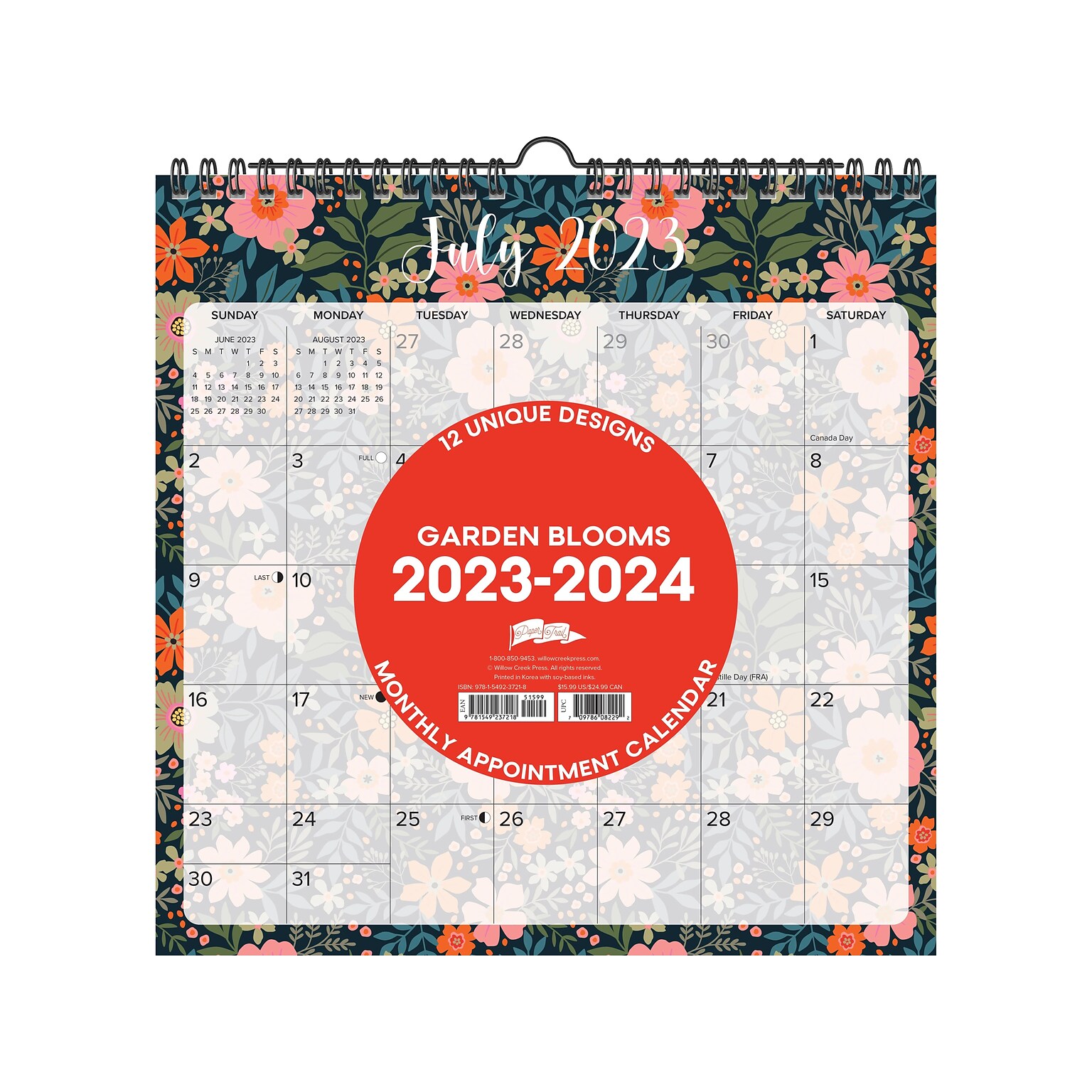 2023-2024 Willow Creek Garden Blooms 12 x 12 Academic Monthly Wall Calendar (37218)