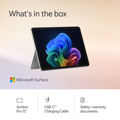 Microsoft Surface Pro 12", Copilot+ PC, Snapdragon X Plus, 16GB RAM, WiFi Only, 512GB UFS, Windows 11, Platinum (EP2-33671)