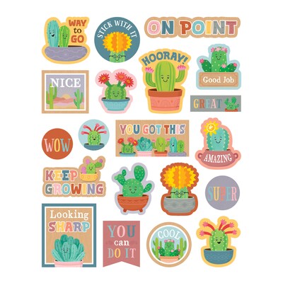 Teacher Created Resources Happy Cactus Crew Stickers, Multicolored, 120/Pack, 12/Packs/Bundle (TCR6962-12)