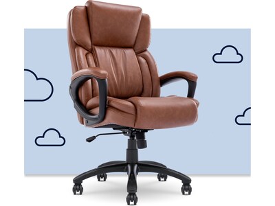 Serta Garret Ergonomic Bonded Leather Swivel Executive Chair, Cognac (43520D)