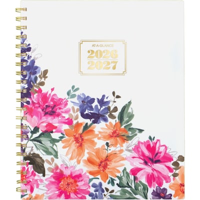 2026-2027 AT-A-GLANCE BADGE Floral 8.5 x 11 Academic Weekly & Monthly Planner, Plastic Cover, Multicolor (1791-905A-27)
