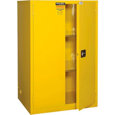 Global Industrial Flammable Cabinet, Manual Close Double Door, 90 Gallon, 43"W x 34"D x 65"H