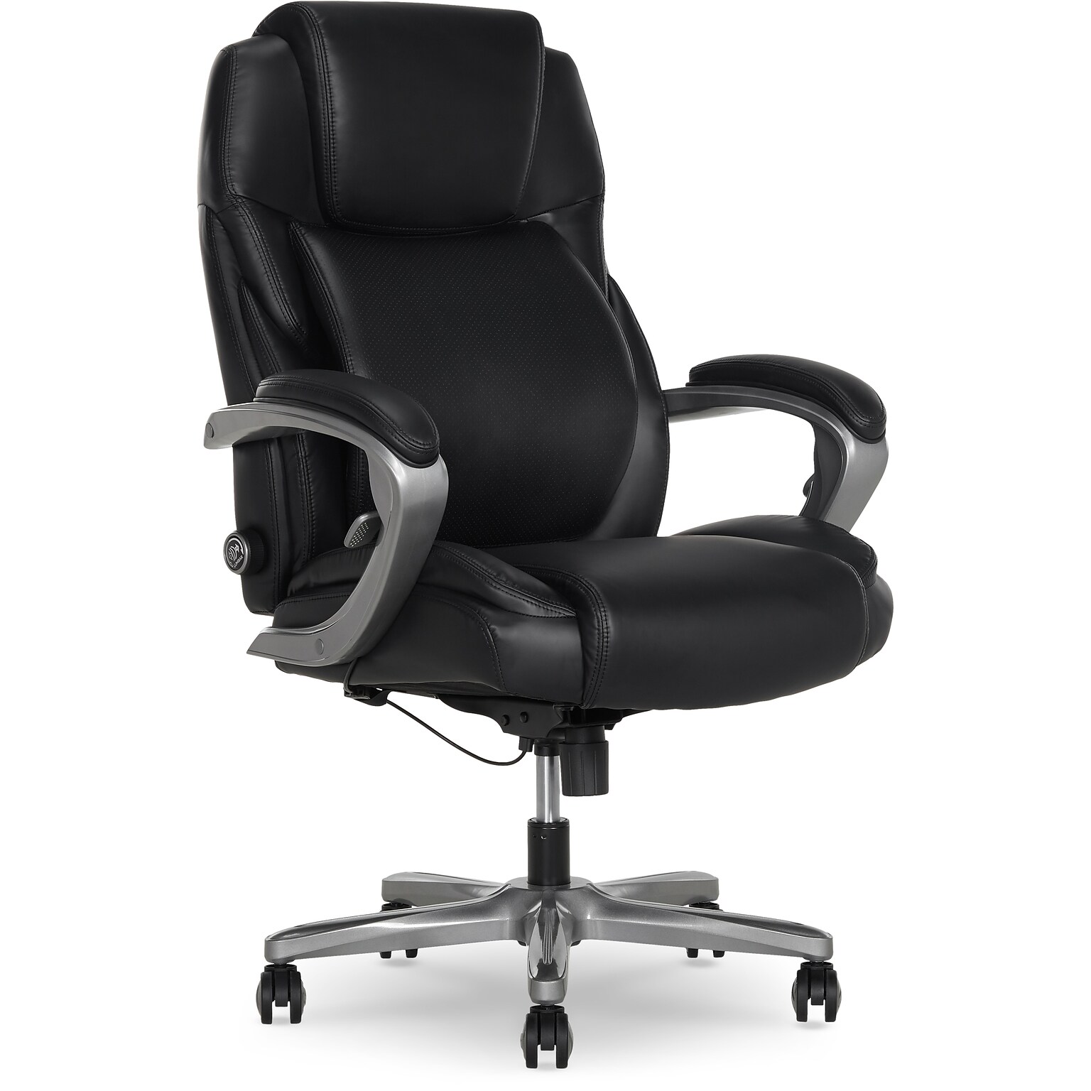 La-Z-Boy Niall AIR Lumbar Pro+ Ergonomic Vegan Leather Executive Big & Tall Chair, 400 lb. Capacity, Black (60114-BLK)