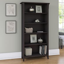 Bush Furniture Salinas 63H 5-Shelf Bookcase with Adjustable Shelves, Vintage Black Laminated Wood (
