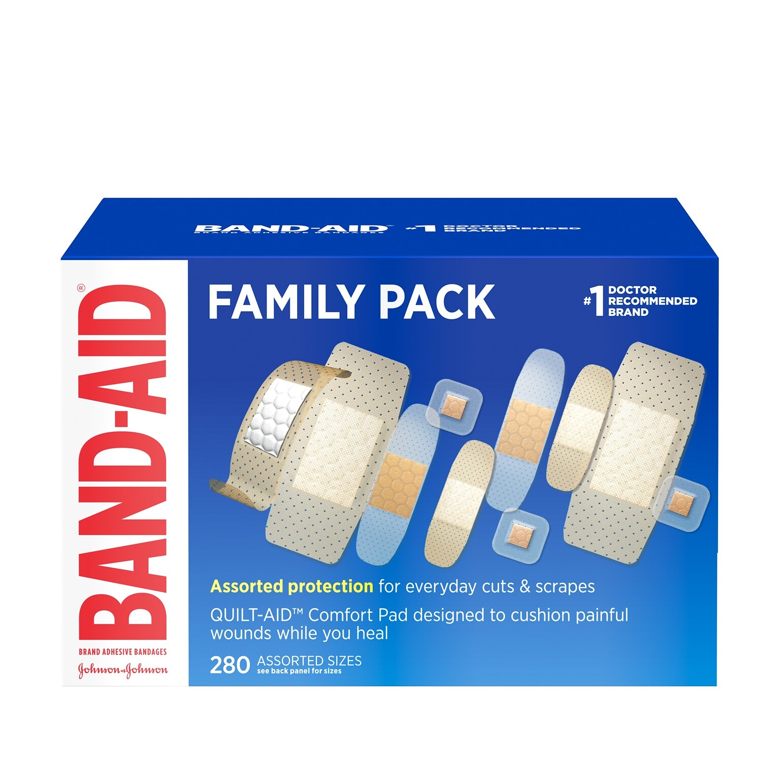 Band-Aid Family Variety Sheer Fabric Adhesive Bandages, 1.75 x 4, 280/Box (4711)