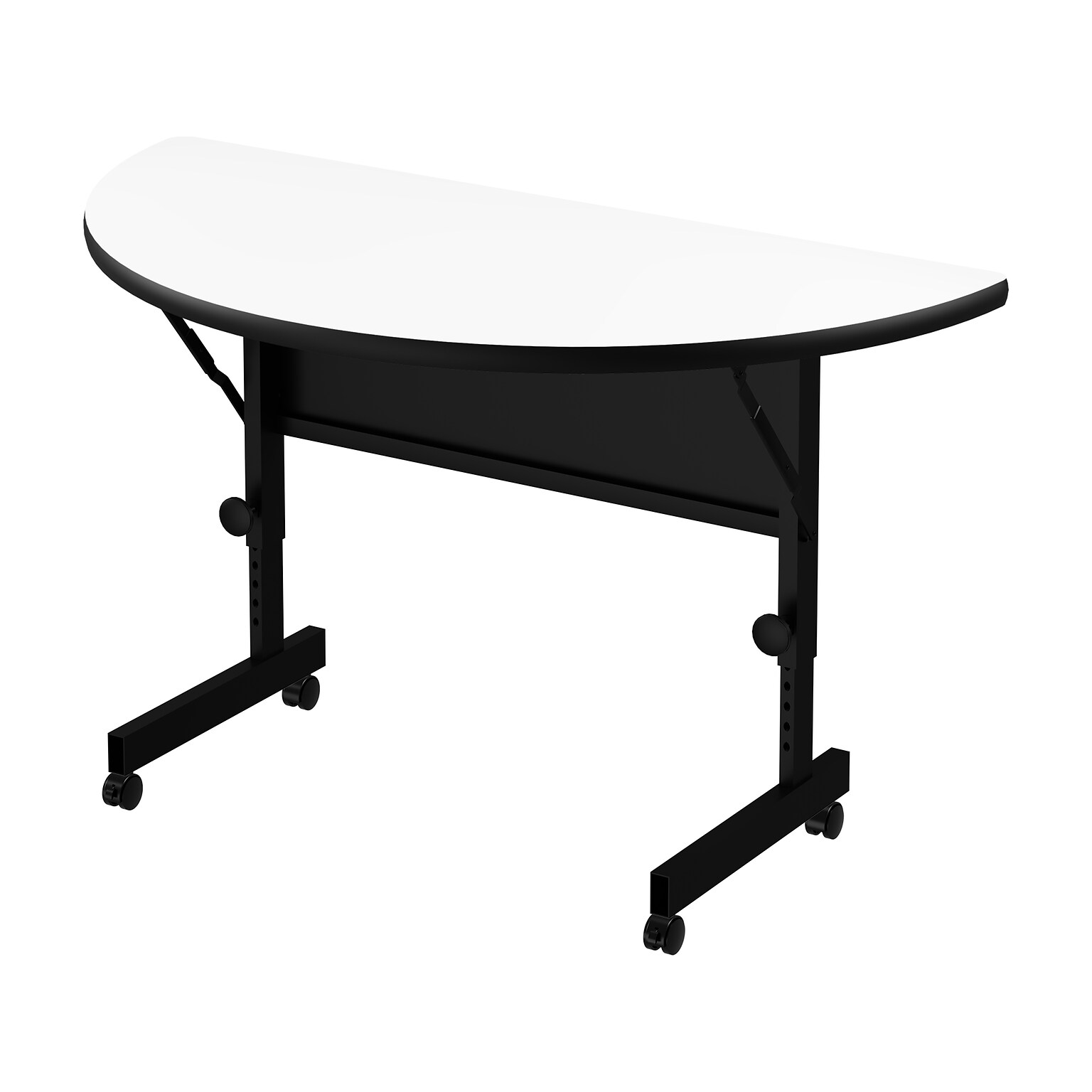 Correll Deluxe 48W x 24D Adjustable Foldable Training Room Table, Dry-Erase Markerboard, With Wheels, Frosty White and Black