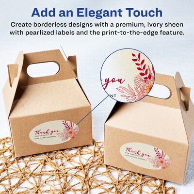 Avery Pearlized Ivory Oval Multipurpose Labels, 4.25 x 3.25, Ivory, 40/Pack (94059)