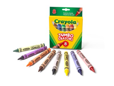 Crayola Jumbo Crayons, Assorted Colors, 8/Box, 24 Boxes/Carton (52-0389CT)