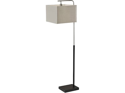 Adesso Flora 60 Matte Black/Brushed Steel Floor Lamp with Square Shade (4183-22)