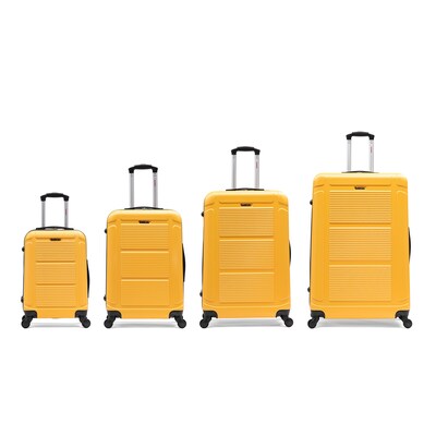 InUSA Pilot 4-Piece Hardside Spinner Luggage Set, TSA Checkpoint Friendly, Mustard (IUPILSMLXL-MUS)