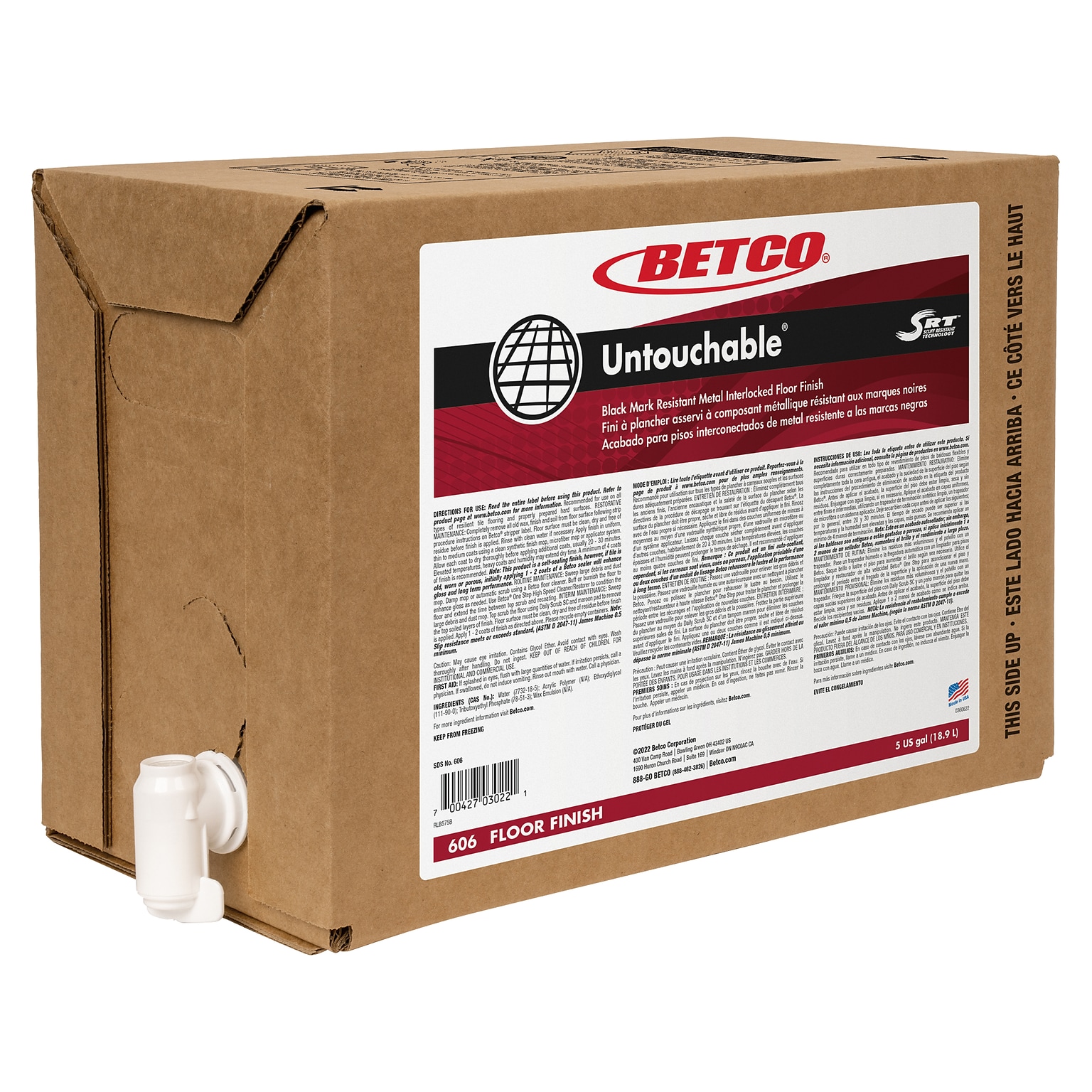 Betco Untouchable Floor Finish, 5 Gal. (606B500)