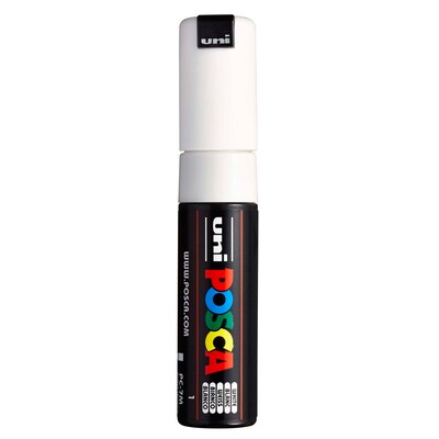 POSCA PC-7M Water Based Paint Marker, Broad Bullet Tip, White, 2/Pack (UBCPC7MWHITE-2)