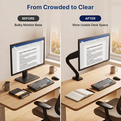 Uncaged Ergonomics Adjustable Single Computer Monitor LCD Arm/Mount, Black (MM-b)