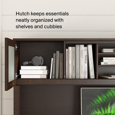 Bush Home Somerset 72" W Desk Hutch, Storage Shelves for Office Desk, Mocha Cherry (WC81811)