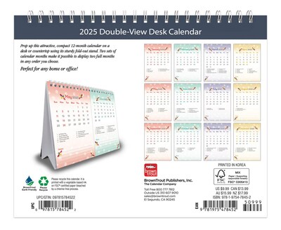 2025 BrownTrout Beaches 7.5 x 6 Monthly Double-View Easel Desk Calendar (9781975478445)