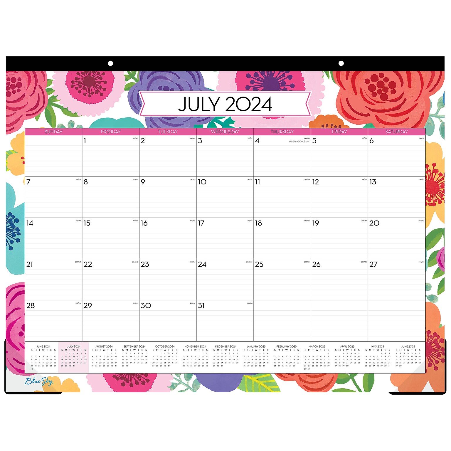 Floral Monthly Desk Pad Calendar (2025