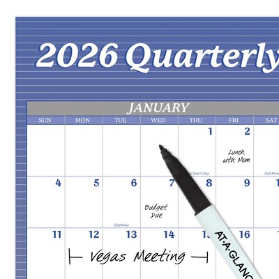 2026 AT-A-GLANCE 48 x 32 Yearly Dry Erase Wall Calendar, Reversible, White/Blue (A1152-26)