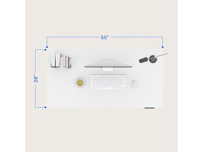 FlexiSpot E7 Pro 55"W Electric Adjustable Standing Desk, White (E7WPRO5528-W)