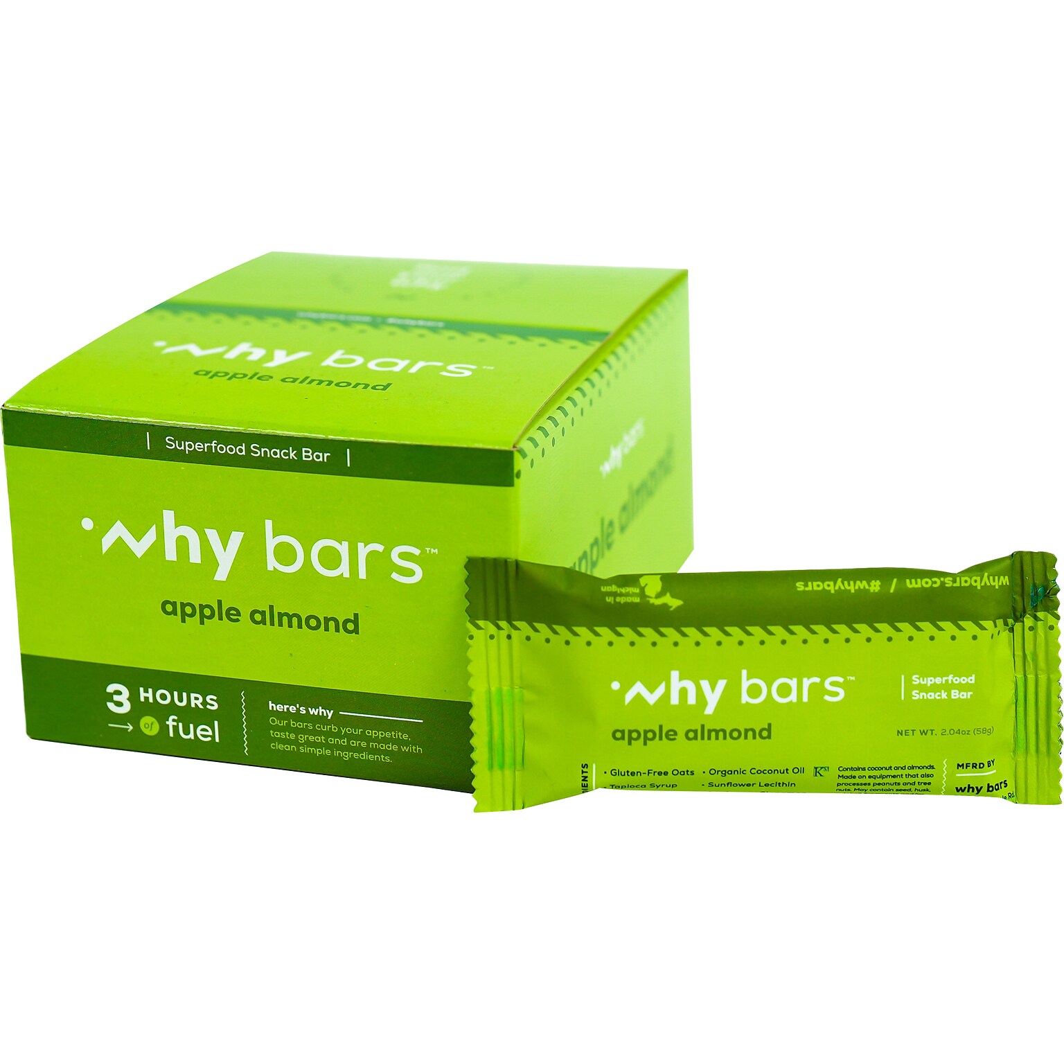 Why Bars Gluten-Free Apple Almond Superfood Energy Bar, 2.04 oz., 12 Bars/Box (WB3)