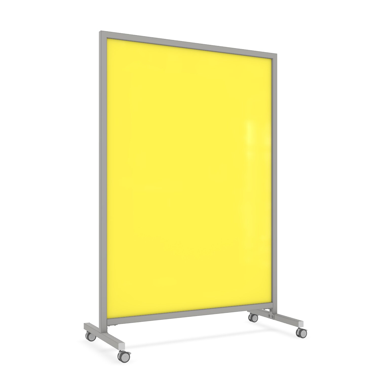 Ghent EZ Glass Mobile Dry-Erase Whiteboard, Aluminum Frame, 75H x 50W, Yellow (EZ1NA7550YW)