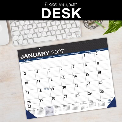 2026-2027 Excello Brands Large Print 22" x 17" Academic Monthly Desk Pad Calendar, Black (DP-AY26-2217-BK)