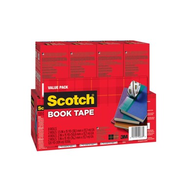 Scotch Book Tape Value Pack, 15 yds., Transparent, 8/Pack (845-VP)