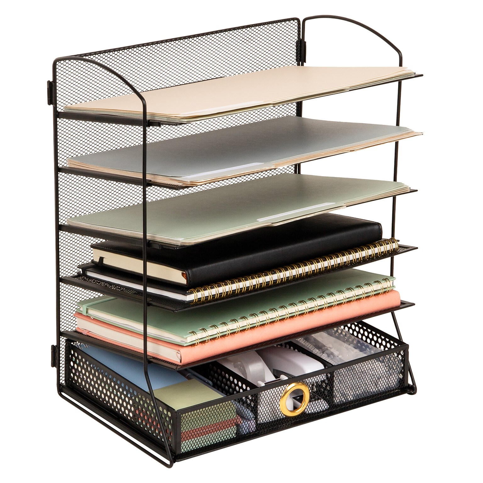 Mind Reader Metal Desk Organizer, Black (VFILEDR-BLK)