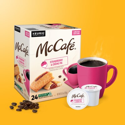 McCafé Strawberry & Crème Pie Flavored Coffee Keurig® K-Cup® Pods, Light Roast, 24 Pods/Box (5000378498)