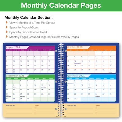 2026-2027 Global Printed Products Earth 8.5" x 11" Academic Year Weekly & Monthly Student Planner, Paperboard Cover