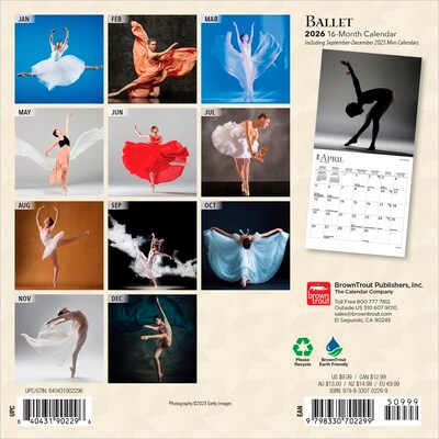 2026 BrownTrout Ballet 7 x 7 Monthly Wall Calendar (9798330702299)