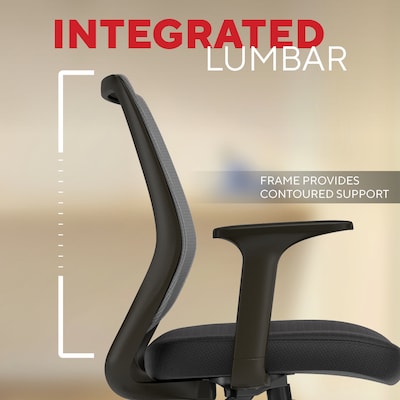 Staples Essentials Ergonomic Fabric Swivel Task Chair, Black (UN56947)