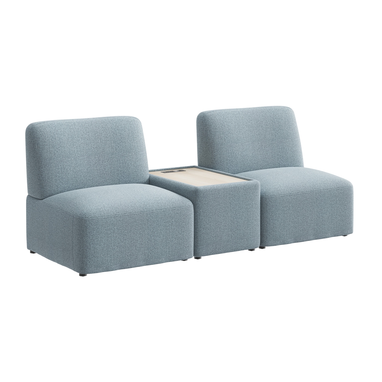 Bush Business Furniture Assemble 2 Seater Sectional with Power/USB, Mist Fabric (ASM001MSF)
