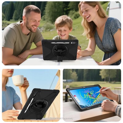 SaharaCase Raider-X Series Heavy Duty Case for Galaxy Tab S11 Ultra, Hand Strap & Shoulder Strap, Scorpion Black (TB00503)