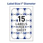 Avery Laser/Inkjet Mailing Seals, 1" Diameter, Glossy Clear, 15 Seals/Sheet, 32 Sheets/Pack, 480 Seals/Pack (5248)