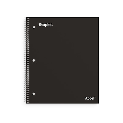 Staples Premium 1-Subject Notebook, 8.5" x 11", College Ruled, 100 Sheets, Black, 12 Notebooks/Carton (ST20950CT)