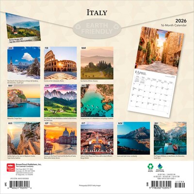 2026 BrownTrout Italy 12 x 12 Monthly Wall Calendar (9798330703951)