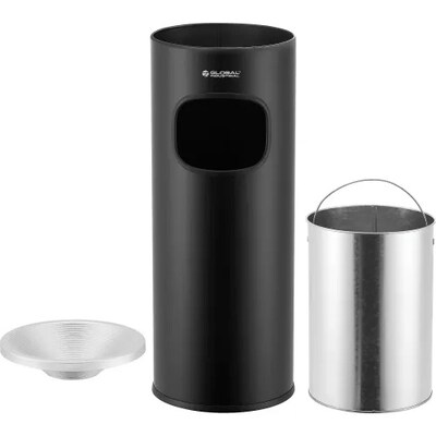 Global Industrial Steel Ashtray Trash Can, 3 Gallon, Black (615154)